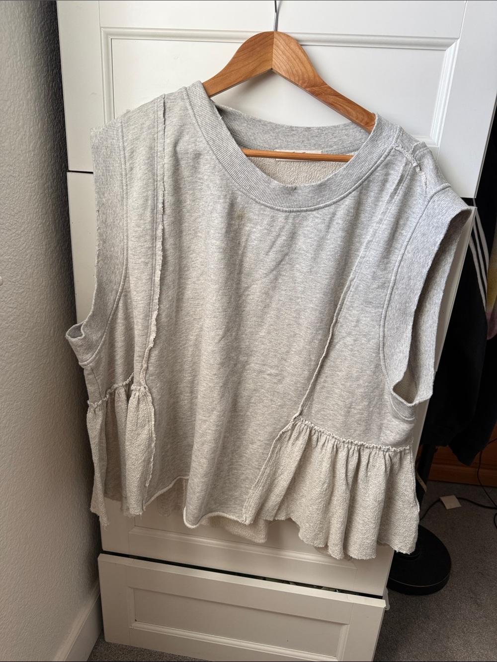 Free People Light Gray Ruffle-Hem Sleeveless Tank